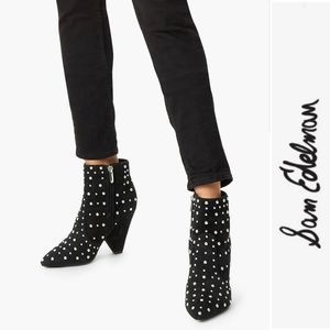 Sam Edelman Black Ankle Boots with Silver Accents